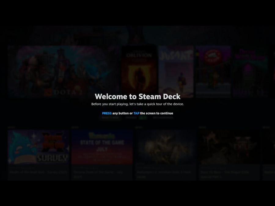 Steam welcome screen