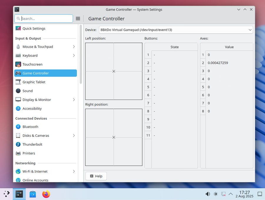 Gamepad visible in Plasma